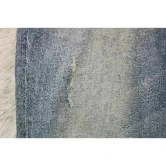 Men's American Eagle Blue Denim Jeans-Straight Slim-34 x 36-Distressed - Picture 4 of 10